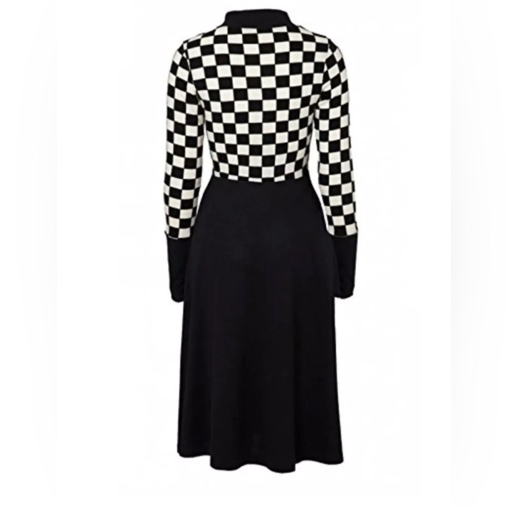 Voodoo Vixen RETRO 50'S Tattoo Margie Ray Checkered knit Dress Size medium pinup - Picture 3 of 13